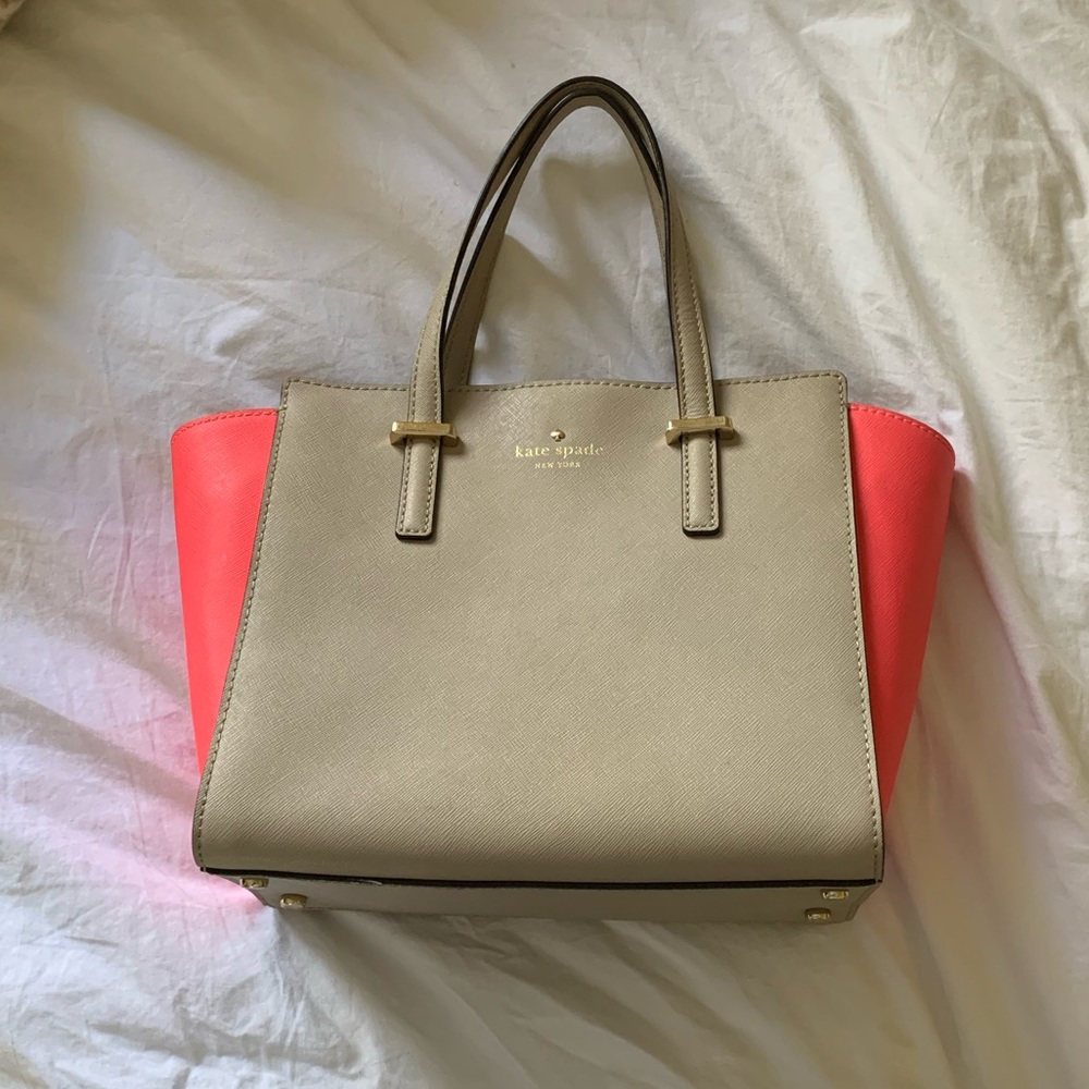 Tan and Neon Pink Kate Spade Crossbody
